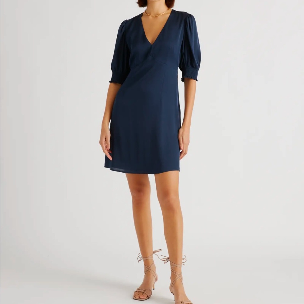 Washable Silk Puff Sleeve Mini Dress